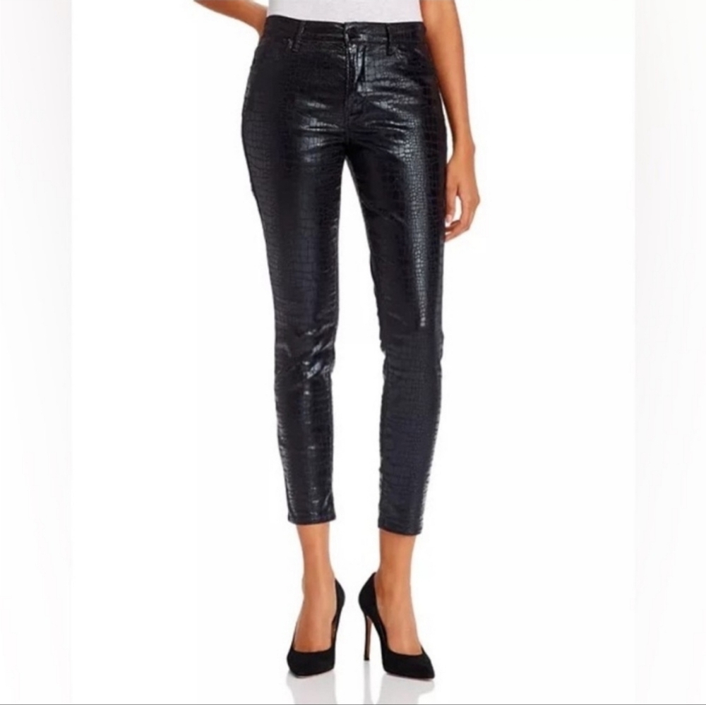 Frame Le High Skinny Noir Croc Black Size 27 - Picture 2 of 12